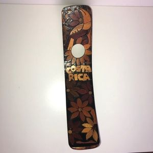 Costa Rica Wood Carved Floral Wine Bottle Holder